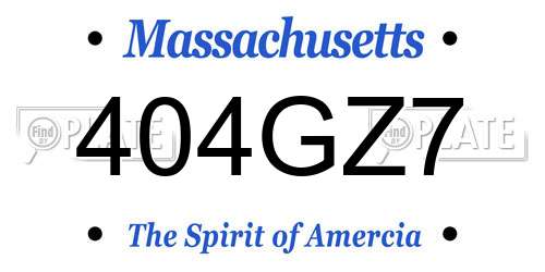 404GZ7 Massachusetts License Plate