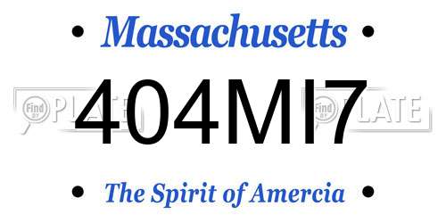 404MI7 Massachusetts License Plate