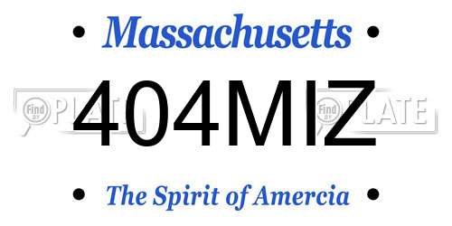404MIZ Massachusetts License Plate