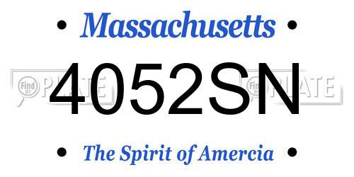4052SN Massachusetts License Plate