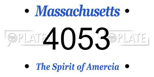 4053 Massachusetts License Plate
