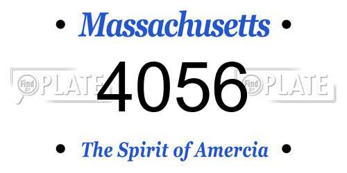 4056 Massachusetts License Plate