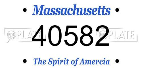 40582 Massachusetts License Plate