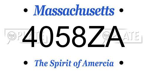 4058ZA Massachusetts License Plate