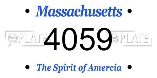 4059 Massachusetts License Plate