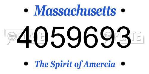 4059693 Massachusetts License Plate