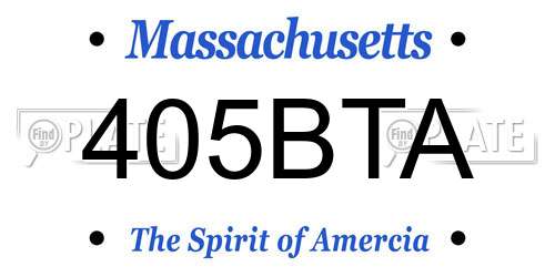 405BTA Massachusetts License Plate