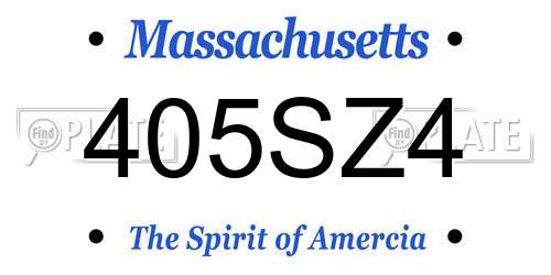 405SZ4 Massachusetts License Plate