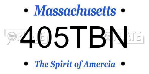 405TBN Massachusetts License Plate