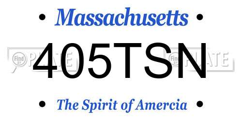 405TSN Massachusetts License Plate