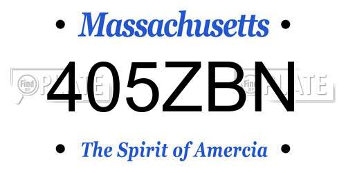 405ZBN Massachusetts License Plate