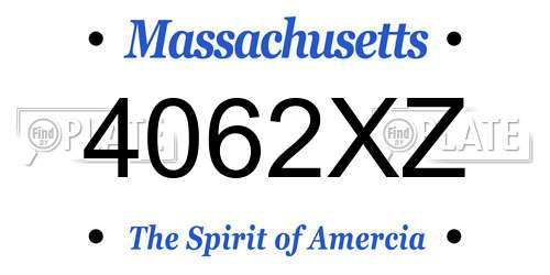 4062XZ Massachusetts License Plate
