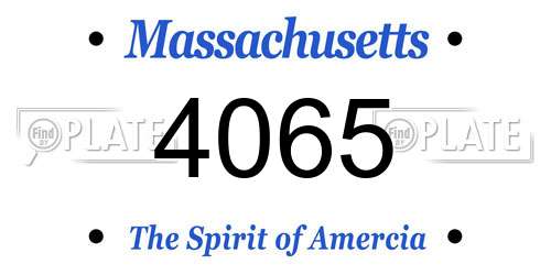 4065 Massachusetts License Plate