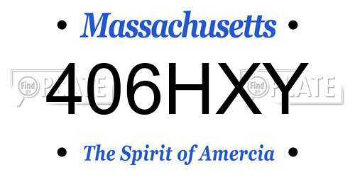 406HXY Massachusetts License Plate