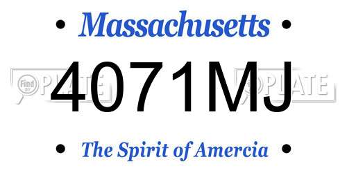 4071MJ Massachusetts License Plate