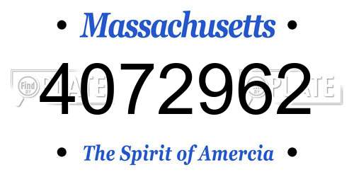 4072962 Massachusetts License Plate