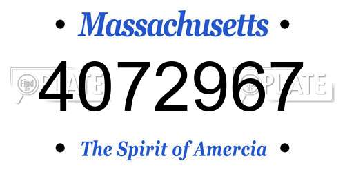 4072967 Massachusetts License Plate