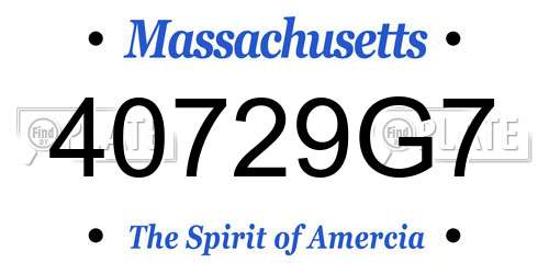 40729G7 Massachusetts License Plate