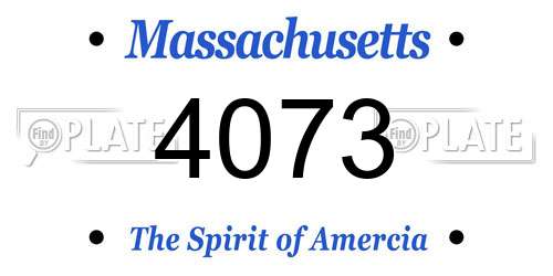 4073 Massachusetts License Plate