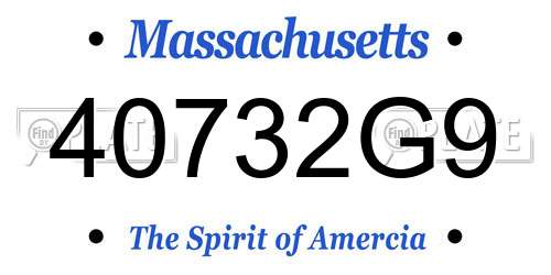 40732G9 Massachusetts License Plate