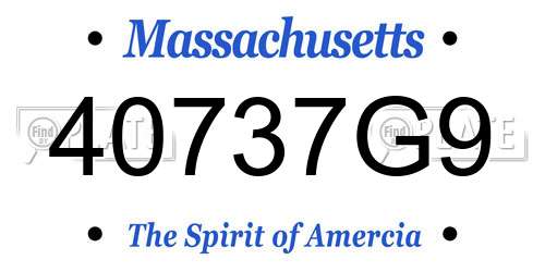 40737G9 Massachusetts License Plate
