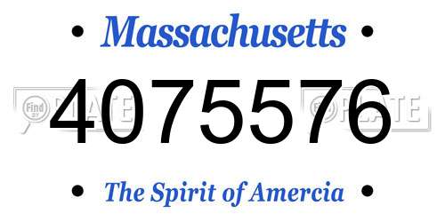 4075576 Massachusetts License Plate