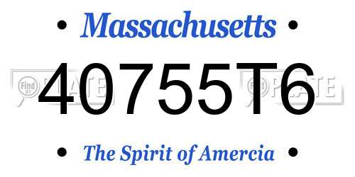 40755T6 Massachusetts License Plate
