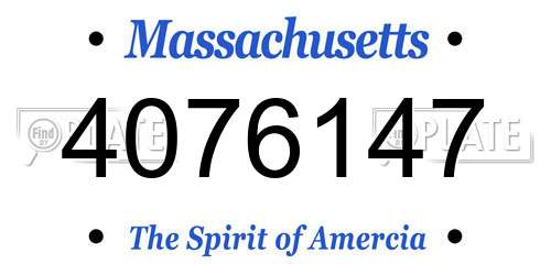 4076147 Massachusetts License Plate