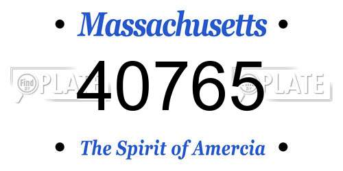 40765 Massachusetts License Plate