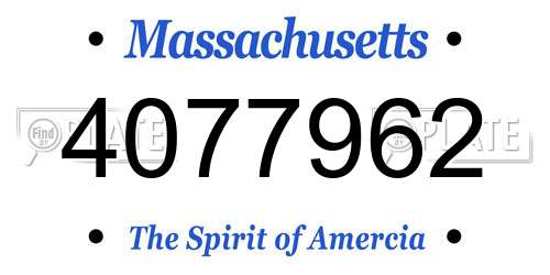 4077962 Massachusetts License Plate