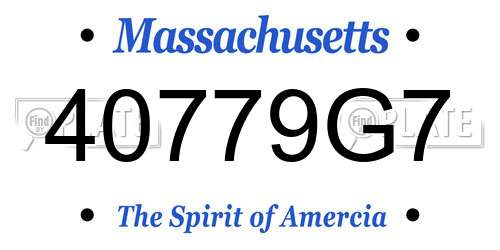 40779G7 Massachusetts License Plate