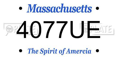 4077UE Massachusetts License Plate
