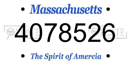 4078526 Massachusetts License Plate