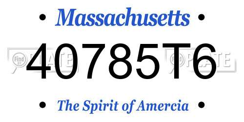 40785T6 Massachusetts License Plate