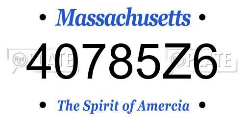 40785Z6 Massachusetts License Plate