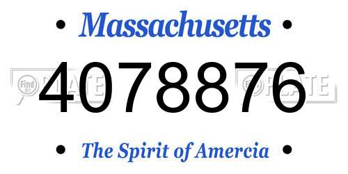 4078876 Massachusetts License Plate