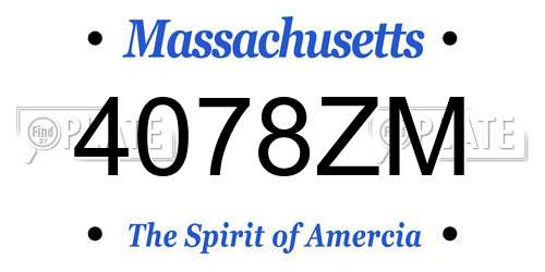 4078ZM Massachusetts License Plate