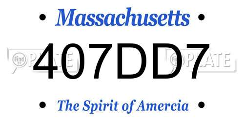 407DD7 Massachusetts License Plate