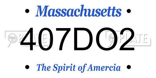 407DO2 Massachusetts License Plate