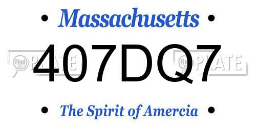 407DQ7 Massachusetts License Plate