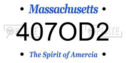 407OD2 Massachusetts License Plate