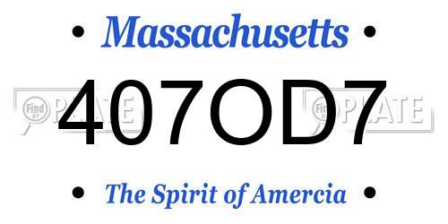 407OD7 Massachusetts License Plate