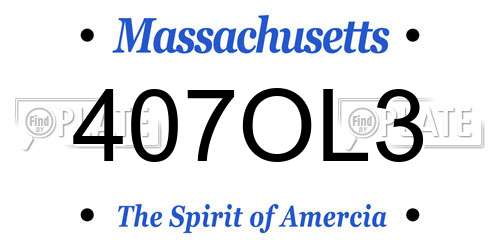 407OL3 Massachusetts License Plate