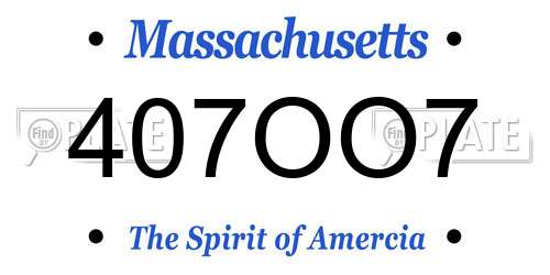 407OO7 Massachusetts License Plate