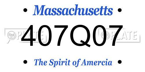 407Q07 Massachusetts License Plate