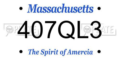 407QL3 Massachusetts License Plate