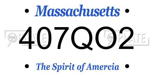 407QO2 Massachusetts License Plate