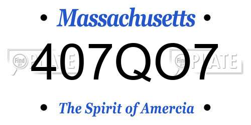 407QO7 Massachusetts License Plate