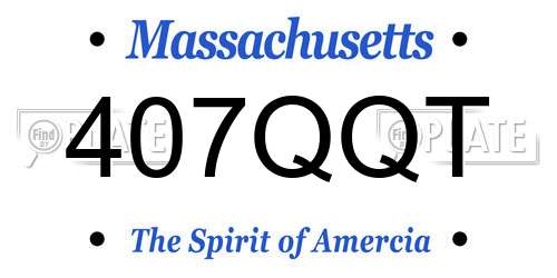 407QQT Massachusetts License Plate