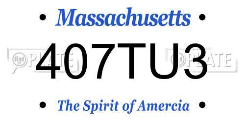 407TU3 Massachusetts License Plate